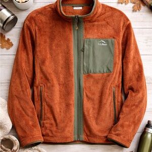 Mens LL Bean Lightweight Fleece Jacket XL Full Zip Outdoor Hiking